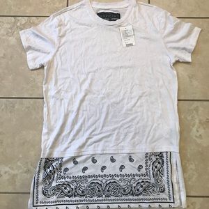 White and black long style T-shirt